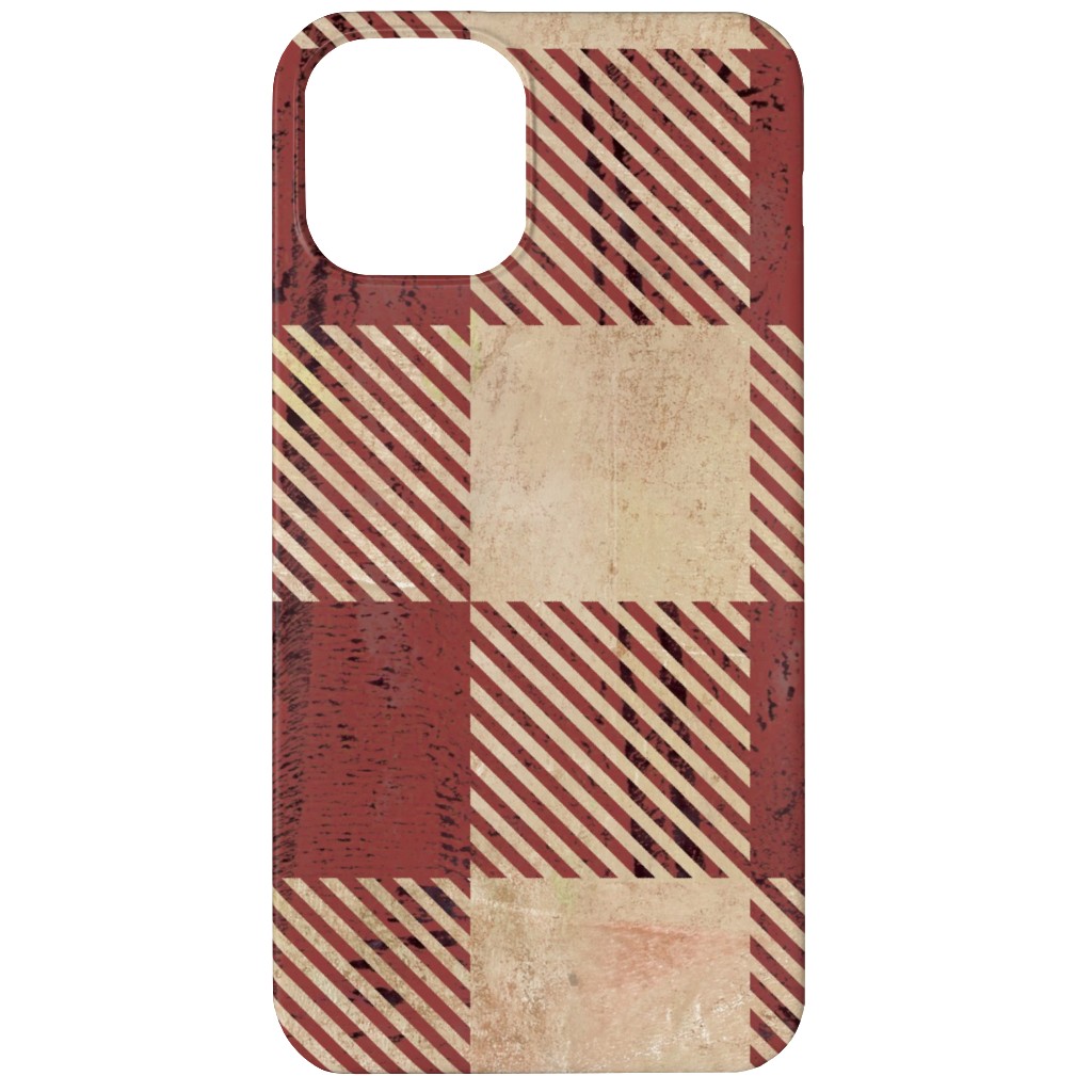 Rustic Buffalo Plaid - Red Phone Case, Silicone Liner Case, Matte, iPhone 12, Red