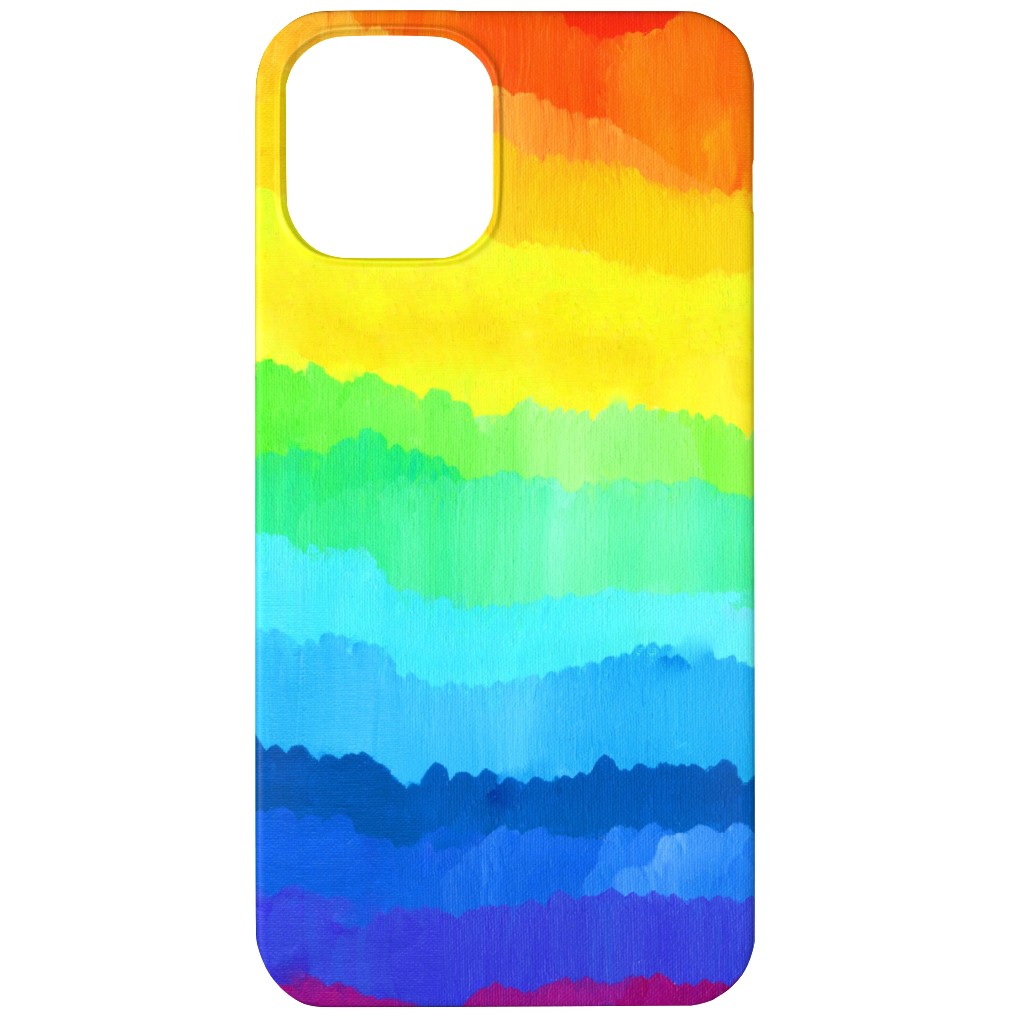 Rainbow Acrylic Waves Phone Case, Silicone Liner Case, Matte, iPhone 12, Multicolor