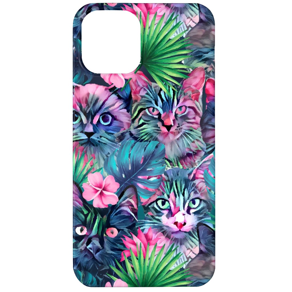 Summer Floral Cats - Multi Phone Case, Silicone Liner Case, Matte, iPhone 12, Multicolor