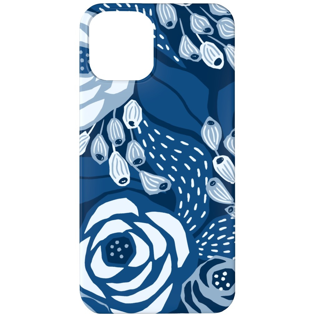 Papercut Roses Phone Case, Silicone Liner Case, Matte, iPhone 12, Blue