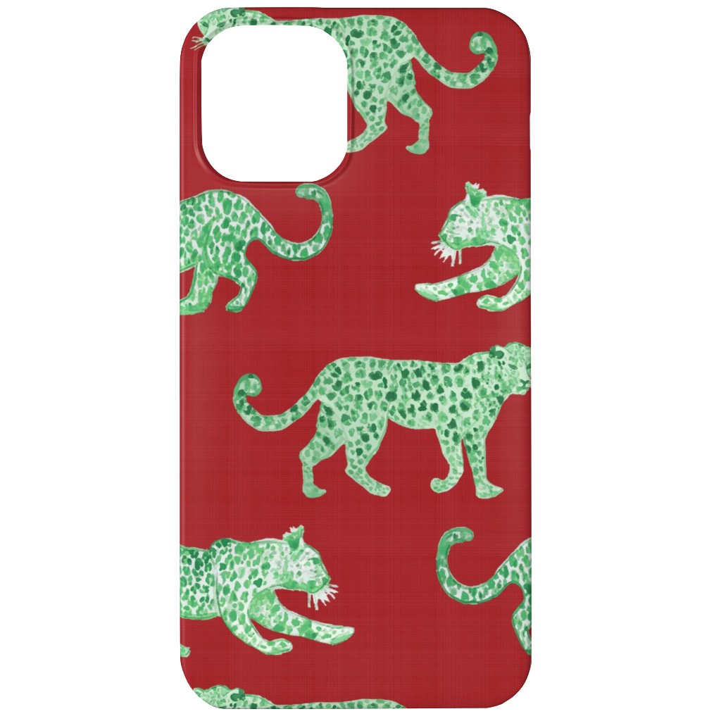 Leopard Parade Phone Case, Silicone Liner Case, Matte, iPhone 12, Red