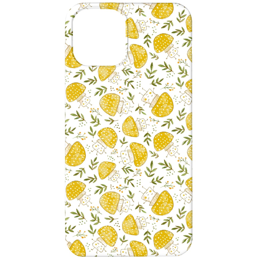 the Happiest Little Mushrooms - Yellow Phone Case, Slim Case, Matte, iPhone 12, Yellow, Classic Yellow