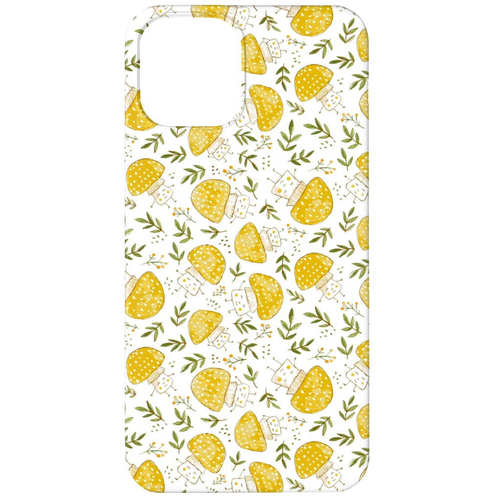 the Happiest Little Mushrooms - Yellow Phone Case, Slim Case, Matte, iPhone 12, Yellow