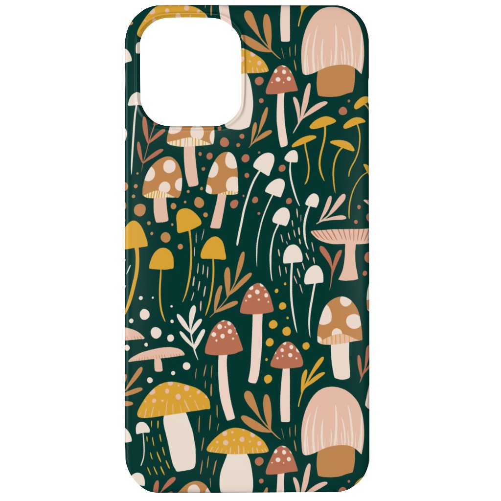 Woodland Mushroom Meadow - Green Phone Case, Slim Case, Matte, iPhone 12, Green, Classic Green