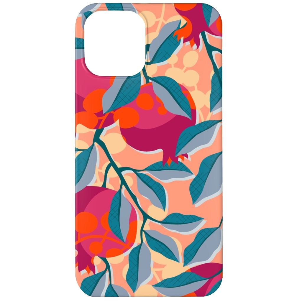 Retro Pomegranate- Pink and Blue Phone Case, Slim Case, Matte, iPhone 12, Multicolor