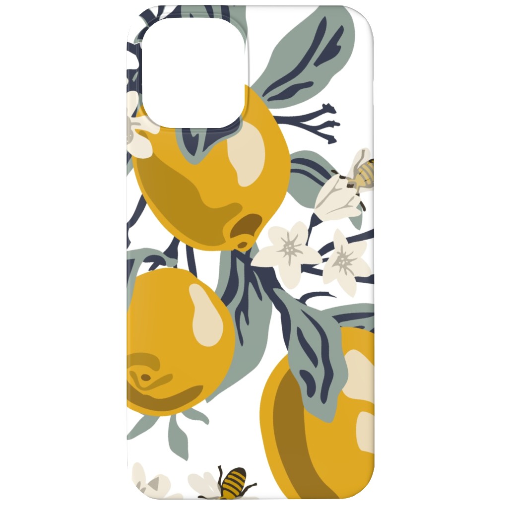 Bees & Lemons Phone Case, Slim Case, Matte, iPhone 12, Yellow, Antique White