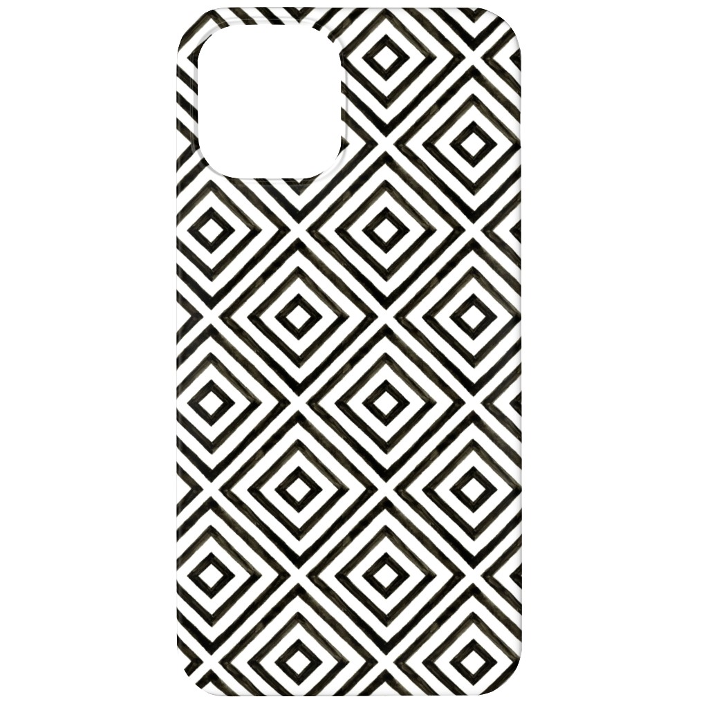 Diamond Pattern - Black and White Phone Case, Slim Case, Matte, iPhone 12, Black
