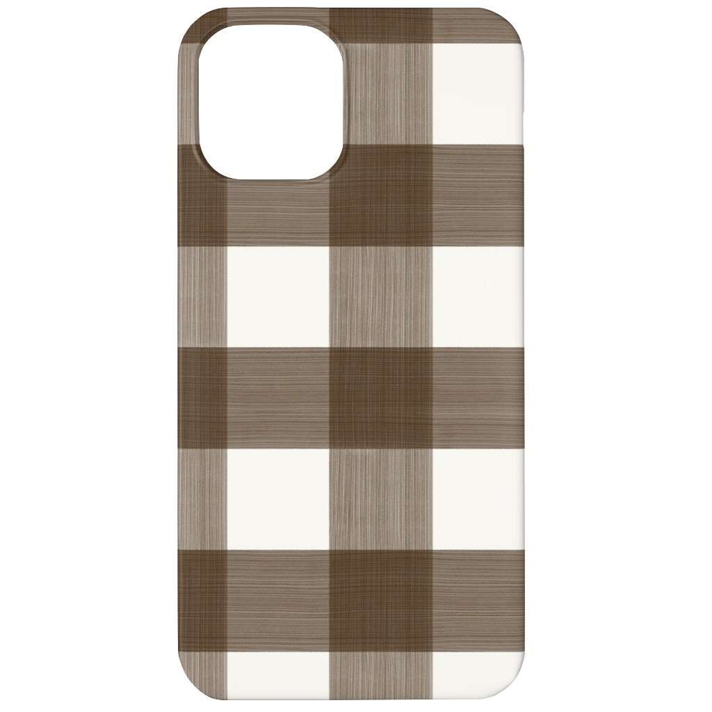 Cross Hatch Plaid Phone Case, Slim Case, Matte, iPhone 12, Brown, Granite