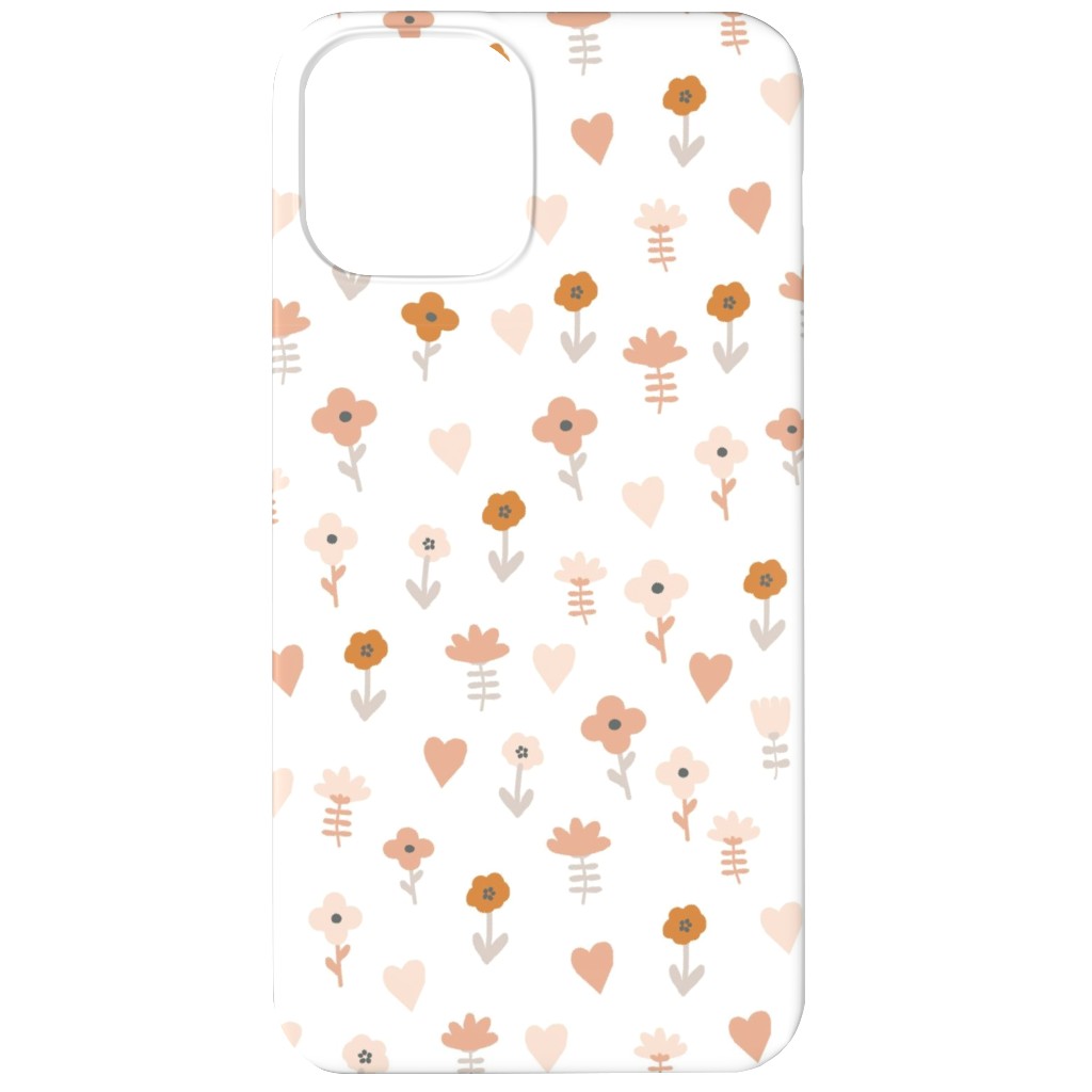 Wild Flowers - Boho - Neutral on White Phone Case, Slim Case, Matte, iPhone 12, Pink