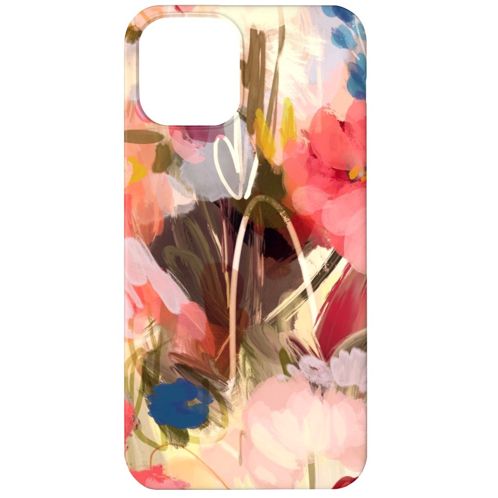 Painterly Abstract Floral Phone Case, Slim Case, Matte, iPhone 12, Pink, Bright Pink