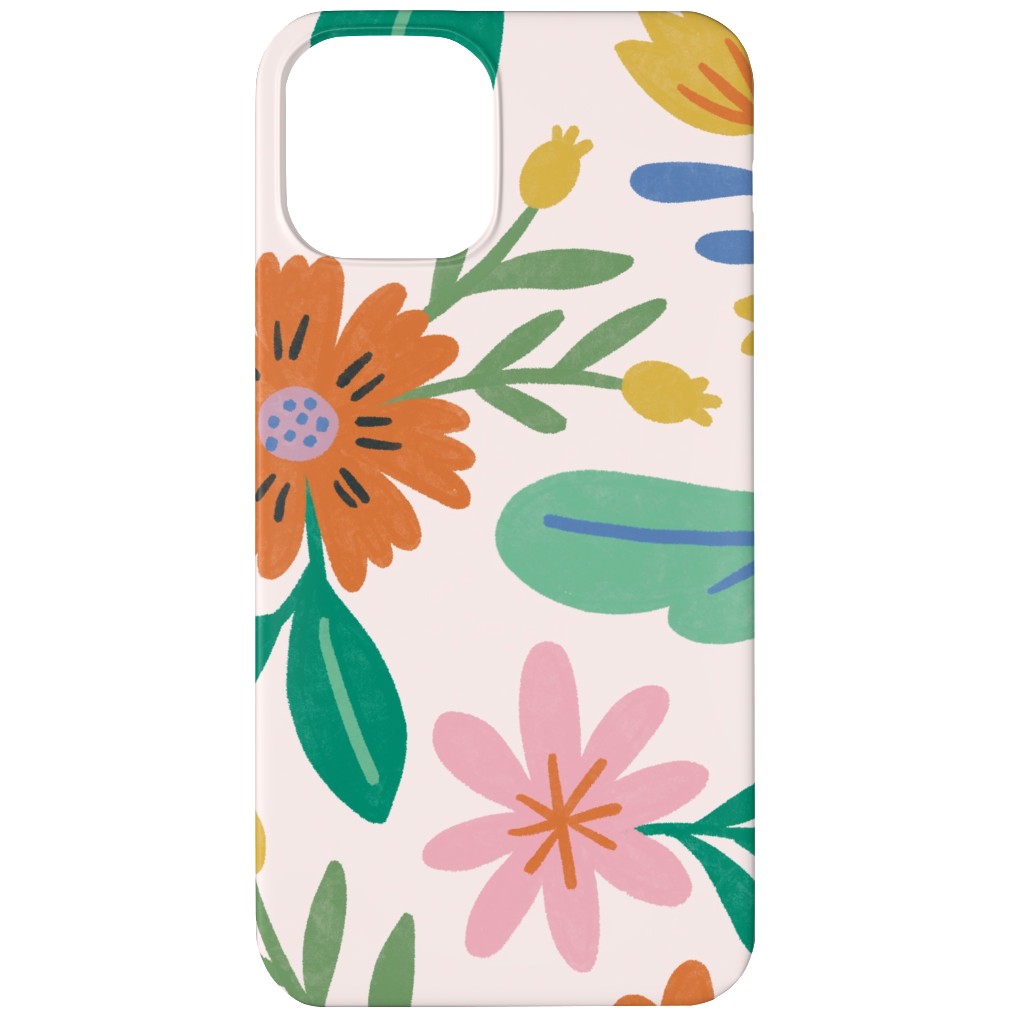 Happy Flowers - Multi on Pink Phone Case, Slim Case, Matte, iPhone 12, Multicolor