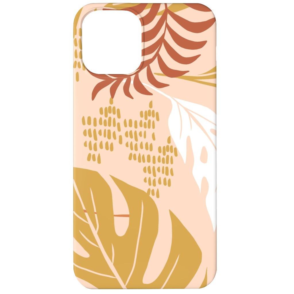 Paradiso - Tropical Palm Fronds - Golden Blush Phone Case, Slim Case, Matte, iPhone 12, Pink, Bright Pink