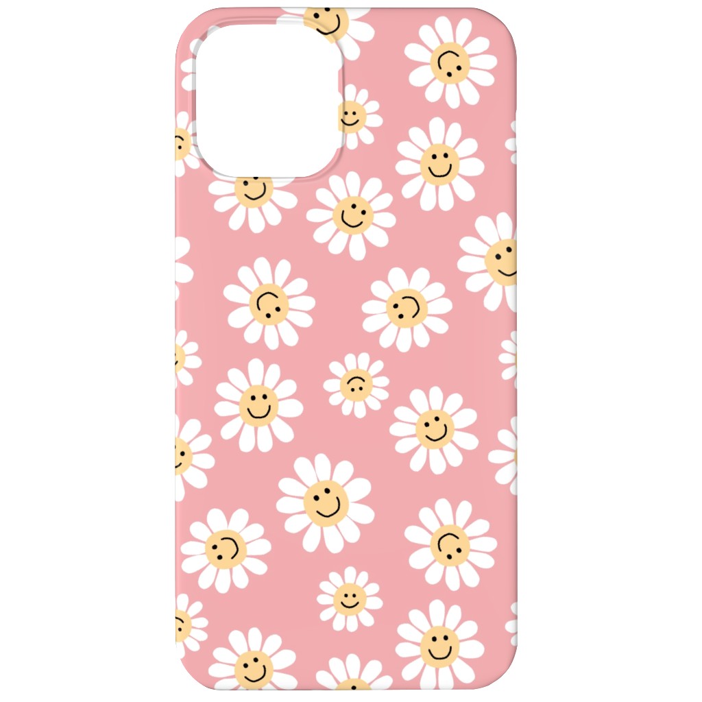 Smiley Daisy Flowers - Pink Phone Case, Slim Case, Matte, iPhone 12, Pink