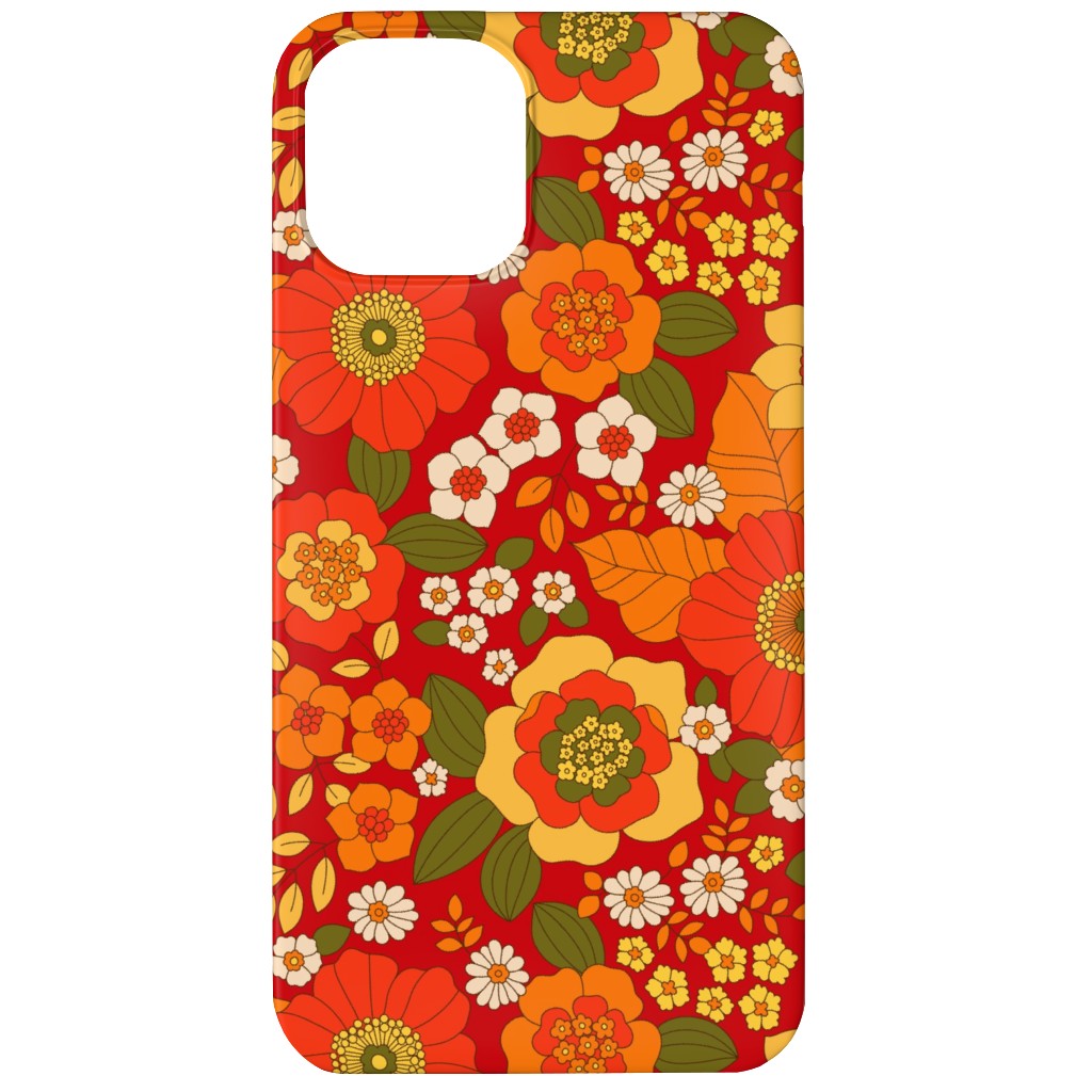 Vintage Flora - Red Phone Case, Slim Case, Matte, iPhone 12, Orange, Orange