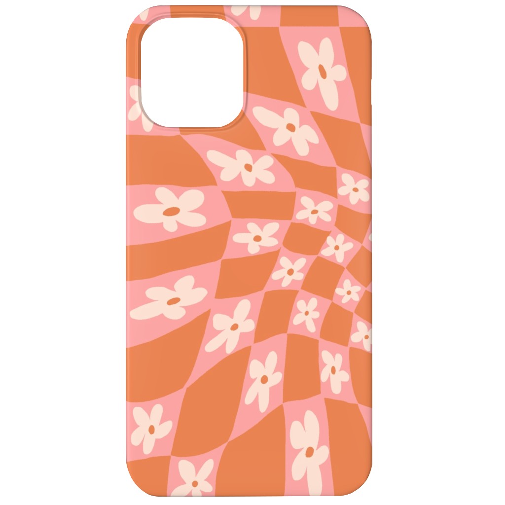 Trippy Chamomile - Floral - Orange and Pink Phone Case, Slim Case, Matte, iPhone 12, Orange