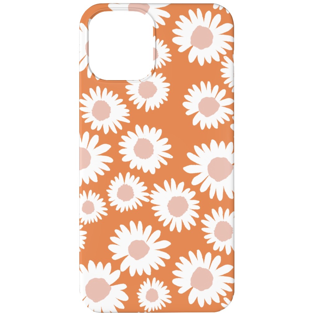 Boho Daisies - Flowers - Muted Orange and Blush Phone Case, Slim Case, Matte, iPhone 12, Orange
