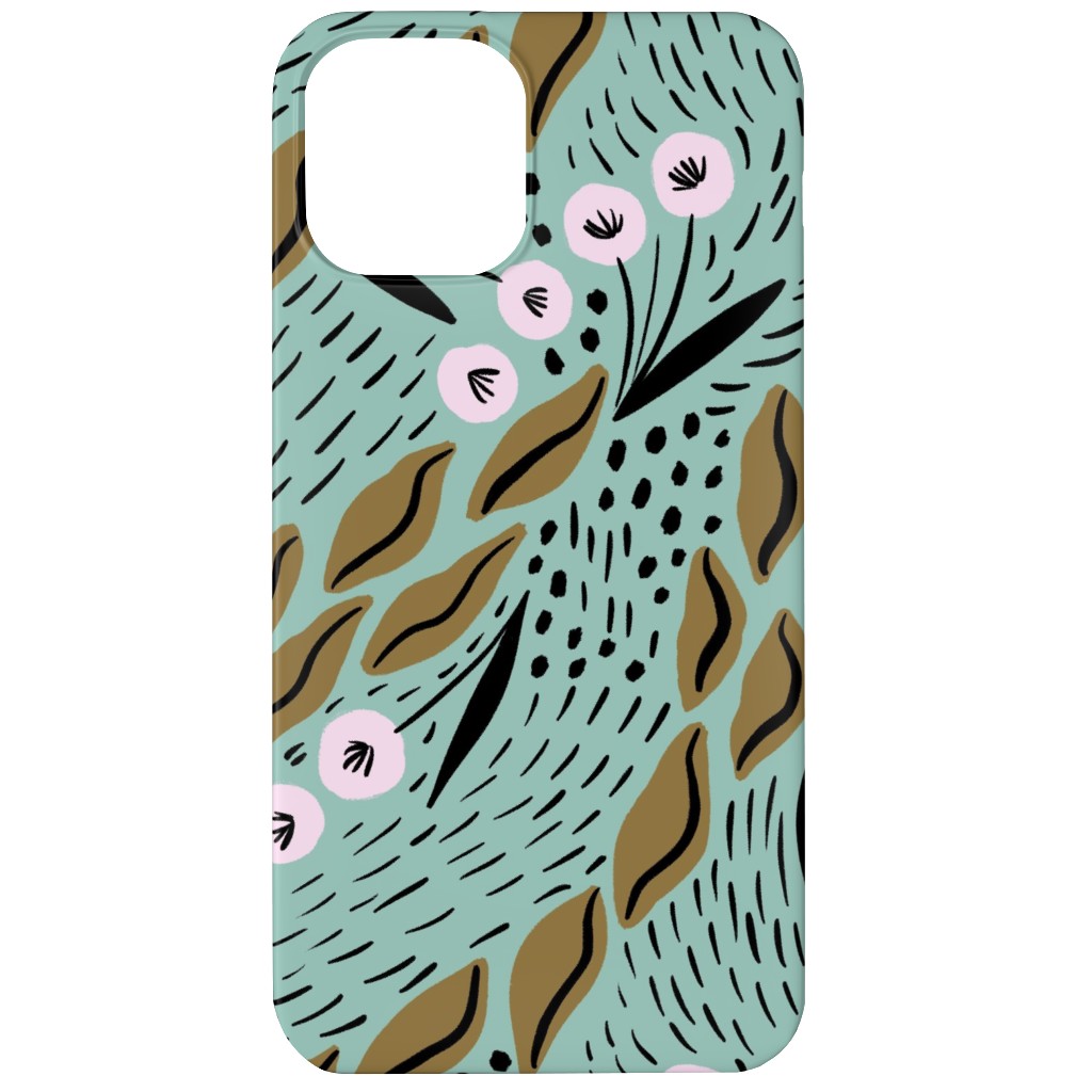 Flower Patch Lane on Mint Phone Case, Slim Case, Matte, iPhone 12, Green, Classic Green