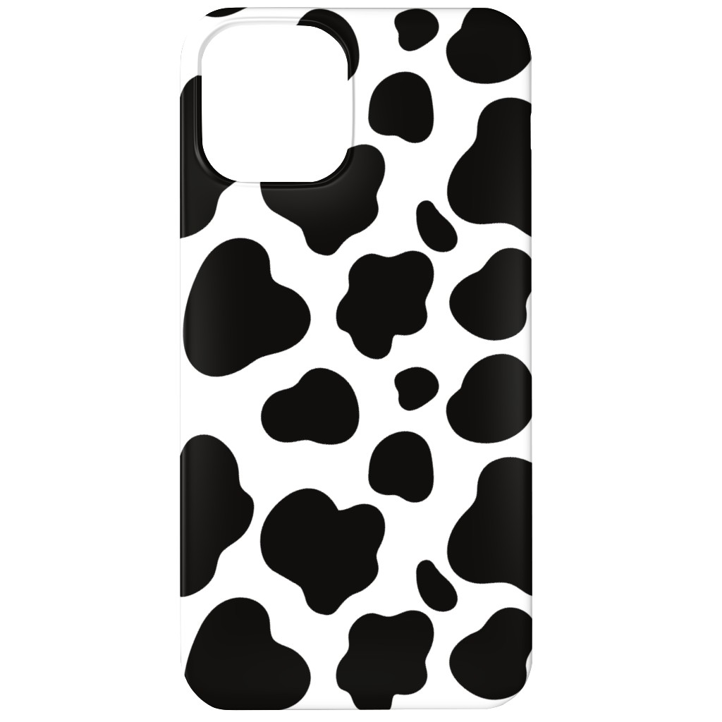 Cow Spots Pattern - Black on White Phone Case, Slim Case, Matte, iPhone 12, Black, Black