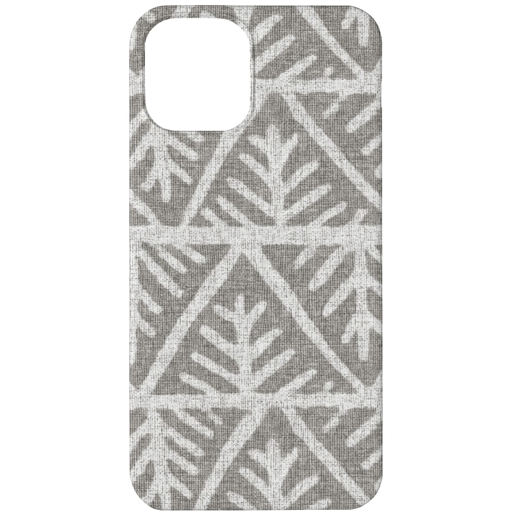 Textured Mudcloth Phone Case, Slim Case, Matte, iPhone 12, Gray, Silver