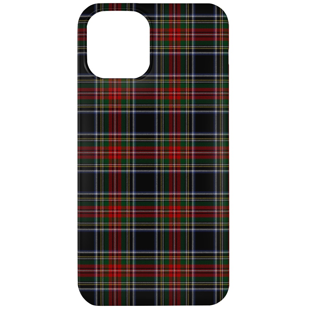 Black Stewart Tartan - Red Phone Case, Slim Case, Matte, iPhone 12, Black