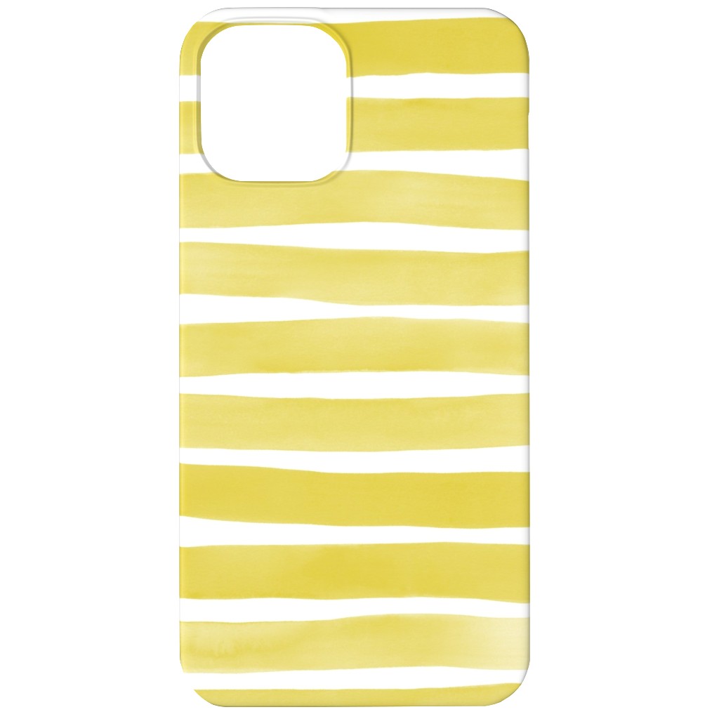 Imperfect Watercolor Stripes Phone Case, Slim Case, Matte, iPhone 12, Yellow, Green Apple