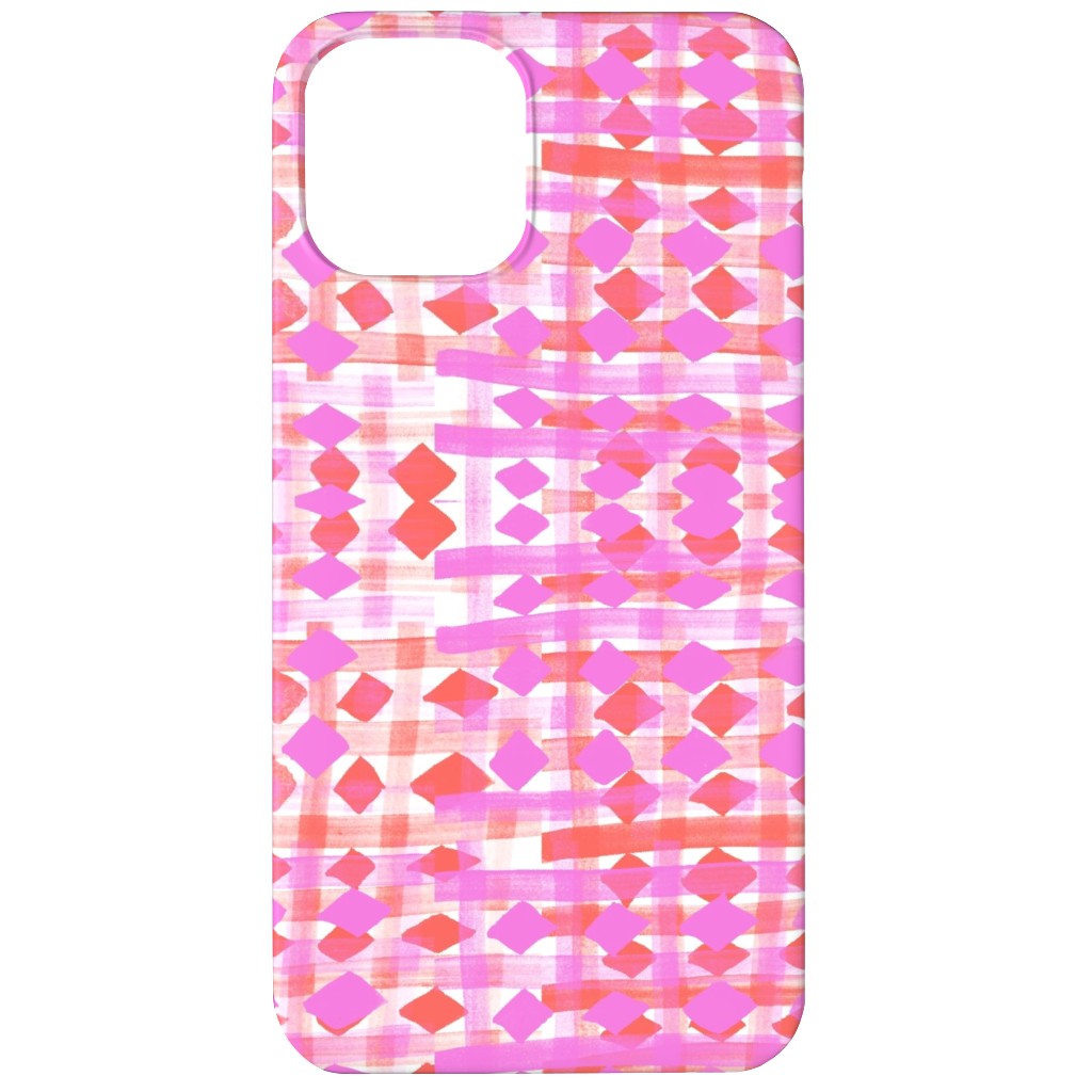 Brush Stripes Geometric - Pink Phone Case, Slim Case, Matte, iPhone 12, Pink
