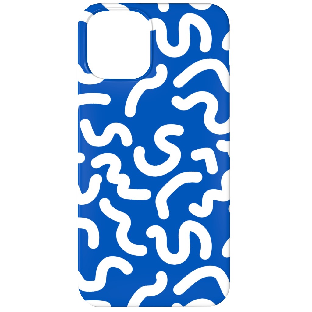 Dark Squiggles - Blue Phone Case, Slim Case, Matte, iPhone 12, Blue, True Blue