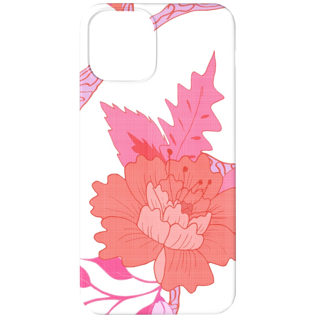 Peony Branch Mural Phone Case, Slim Case, Matte, iPhone 12, Pink, Whisper