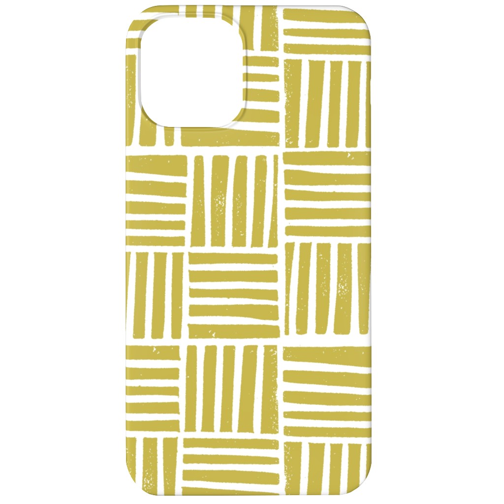 Thatch Stripe Grid - Yellow Phone Case, Slim Case, Matte, iPhone 12, Yellow