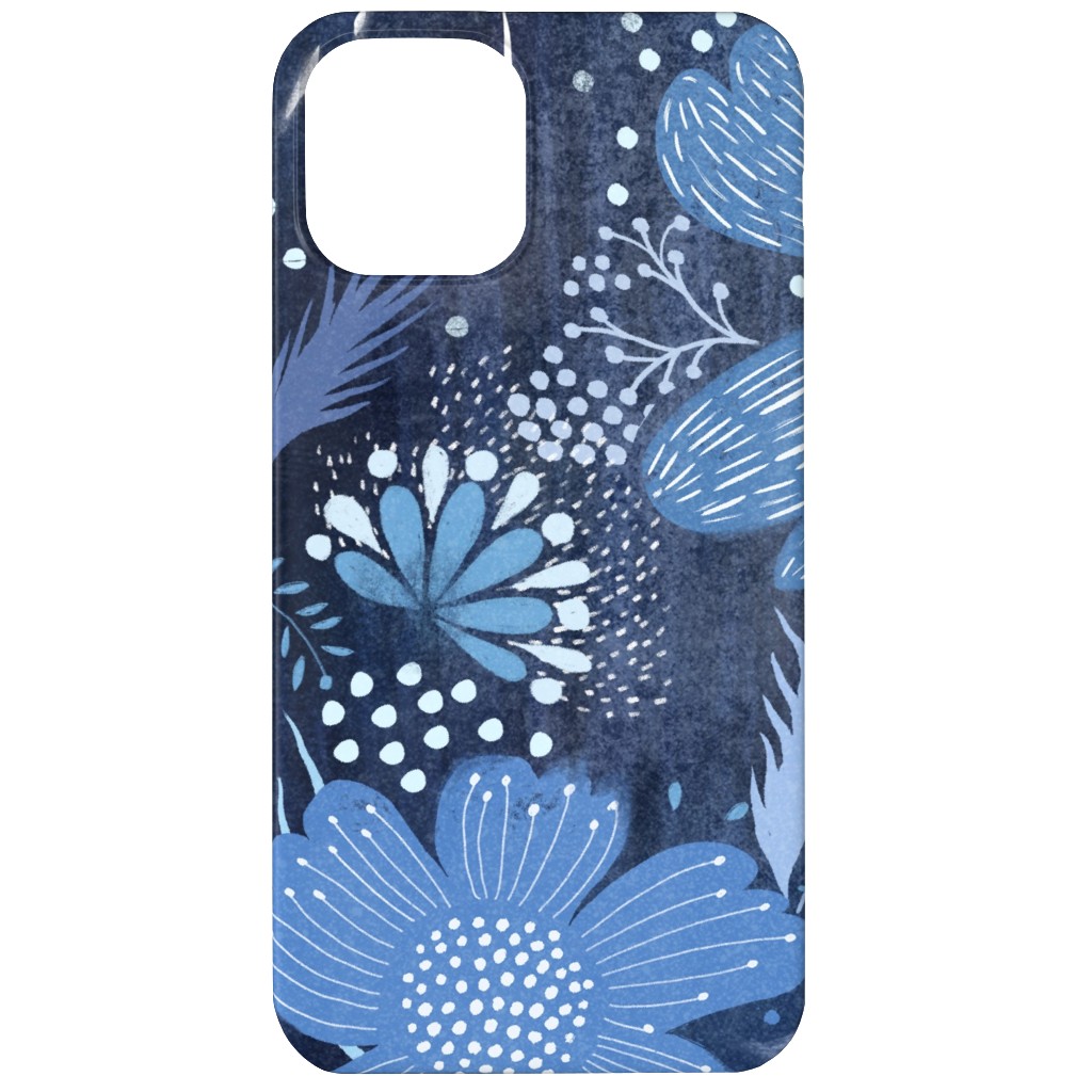 Shibori Flower Abundance - Blue Phone Case, Slim Case, Matte, iPhone 12, Blue, True Blue