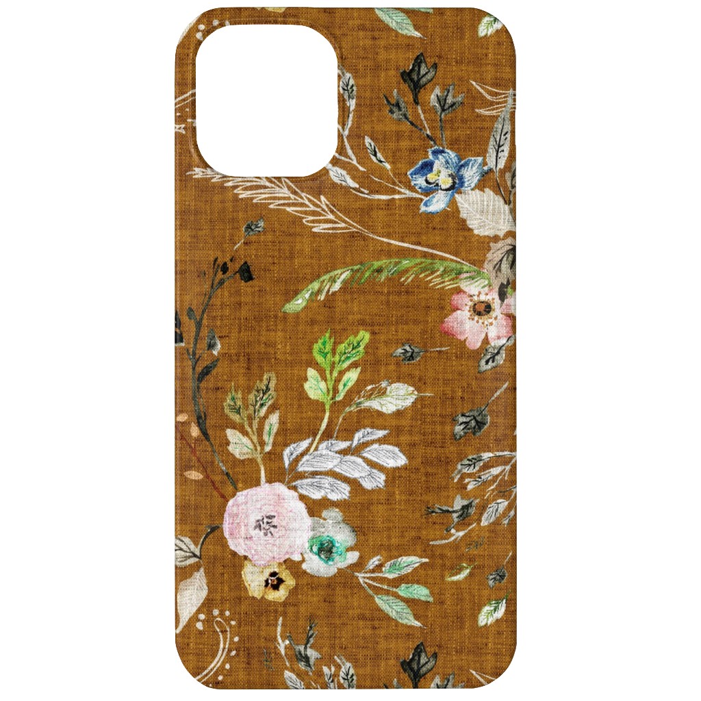 La Boheme Floral - Russet Phone Case, Slim Case, Matte, iPhone 12, Brown