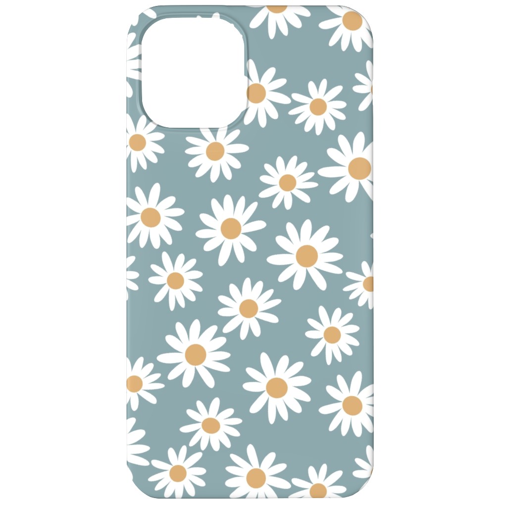 Daisies Phone Case, Slim Case, Matte, iPhone 12, Blue, Cool Gray