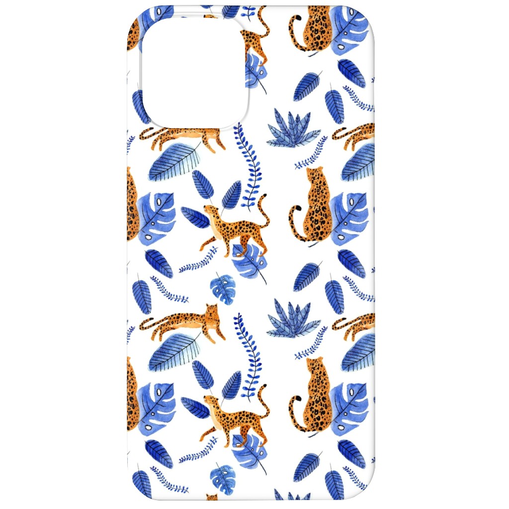 Leopard Tropical Exotic - Blue Phone Case, Slim Case, Matte, iPhone 12, Multicolor