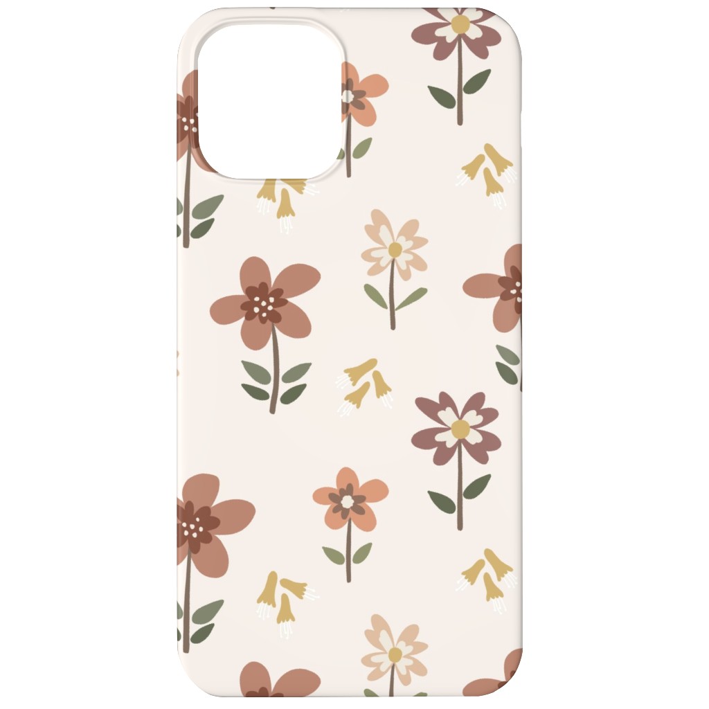 Cute Daisies & Foxgloves Floral - Earth Tones Phone Case, Slim Case, Matte, iPhone 12, Pink