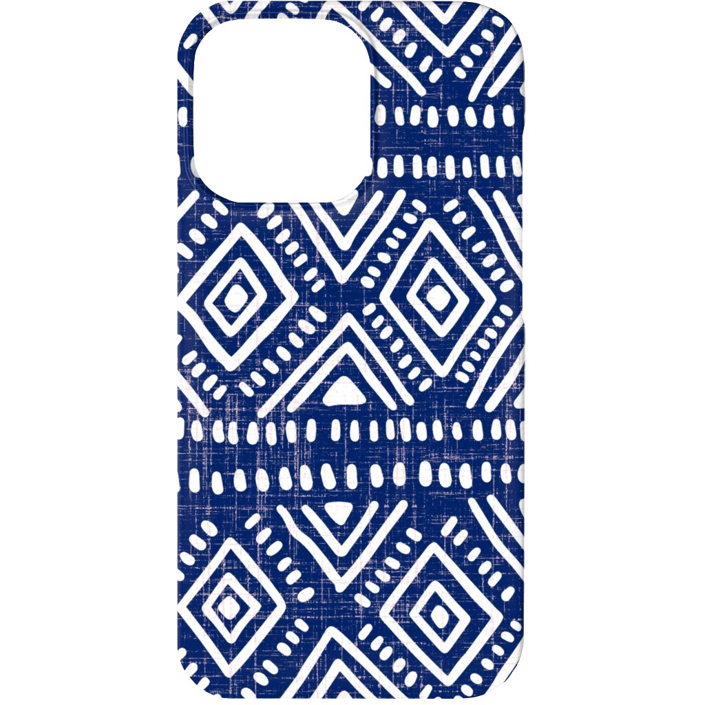 Abstract Diamonds - Navy Phone Case, Silicone Liner Case, Matte, iPhone 13 Mini, Blue