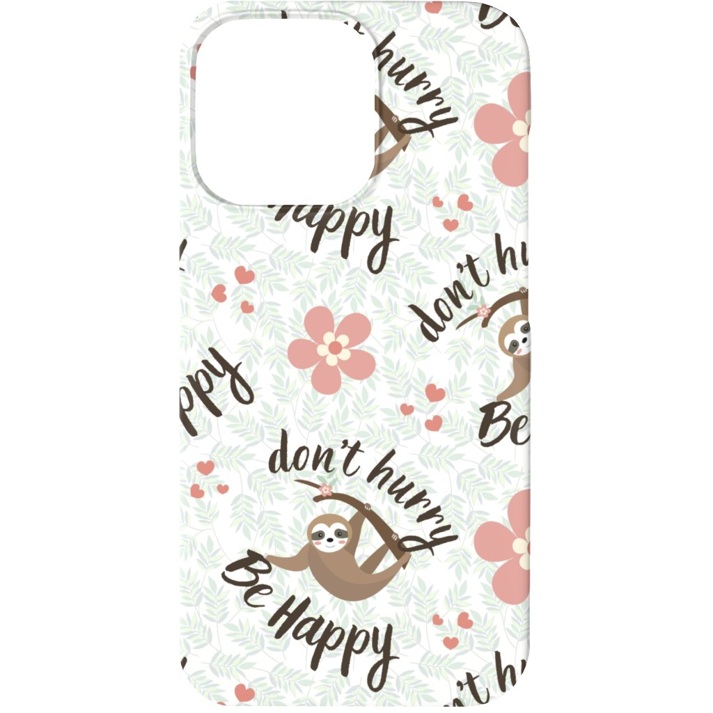 Don't Hurry Be Happy Sloth Phone Case, Silicone Liner Case, Matte, iPhone 13 Mini, Beige