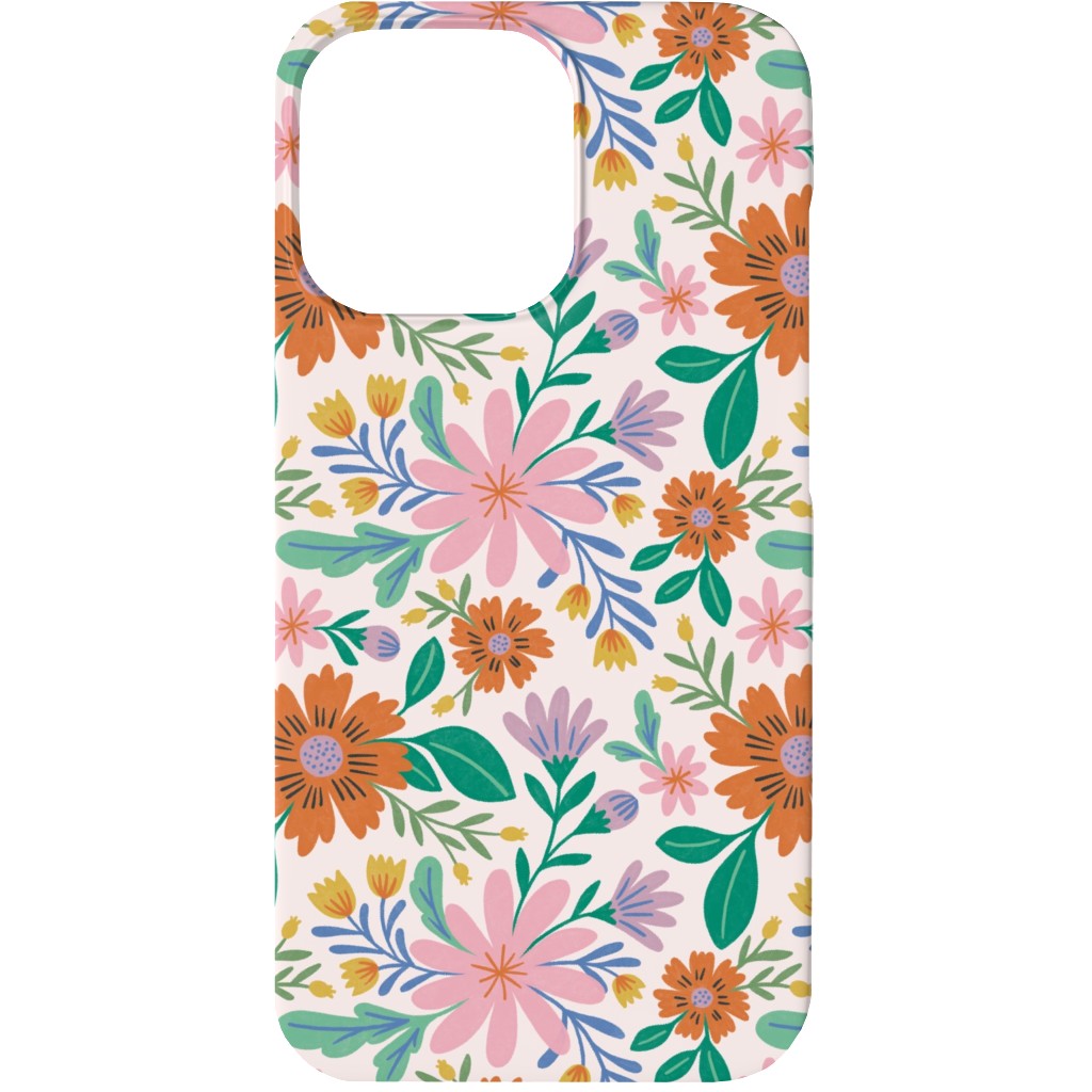 Happy Flowers - Pink Multi Phone Case, Silicone Liner Case, Matte, iPhone 13 Mini, Pink