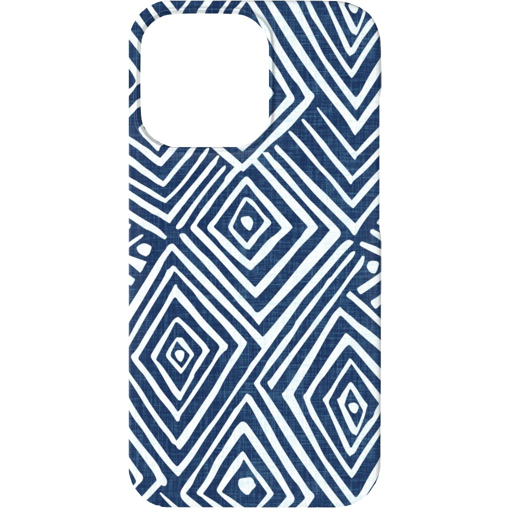 Diamond Mud Cloth -Blue Phone Case, Silicone Liner Case, Matte, iPhone 13 Mini, Blue