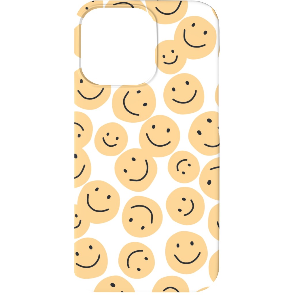 Happy Smiley Faces - Yellow Phone Case, Silicone Liner Case, Matte, iPhone 13 Mini, Yellow