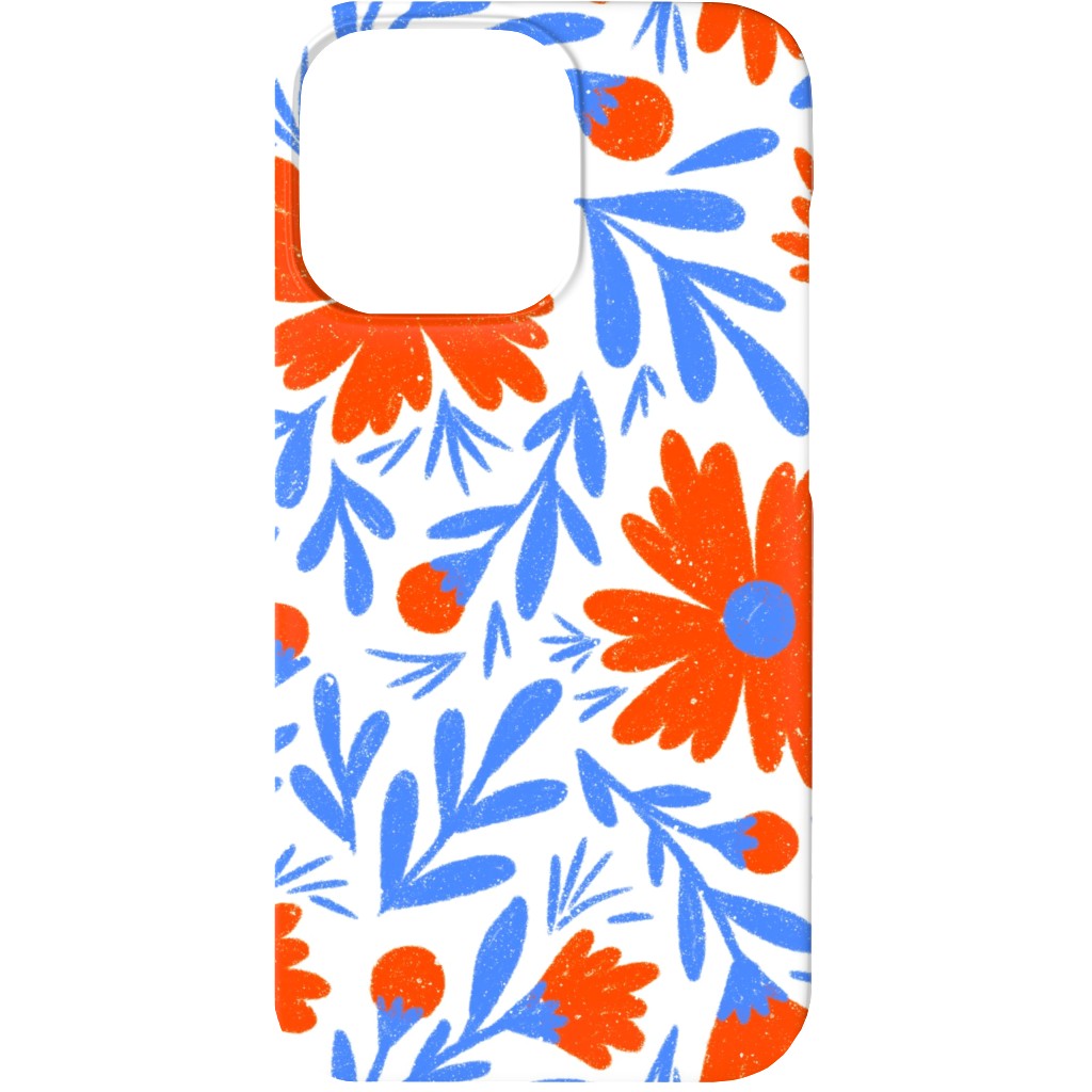 Floral Drop - Red and Blue Phone Case, Silicone Liner Case, Matte, iPhone 13 Mini, Blue