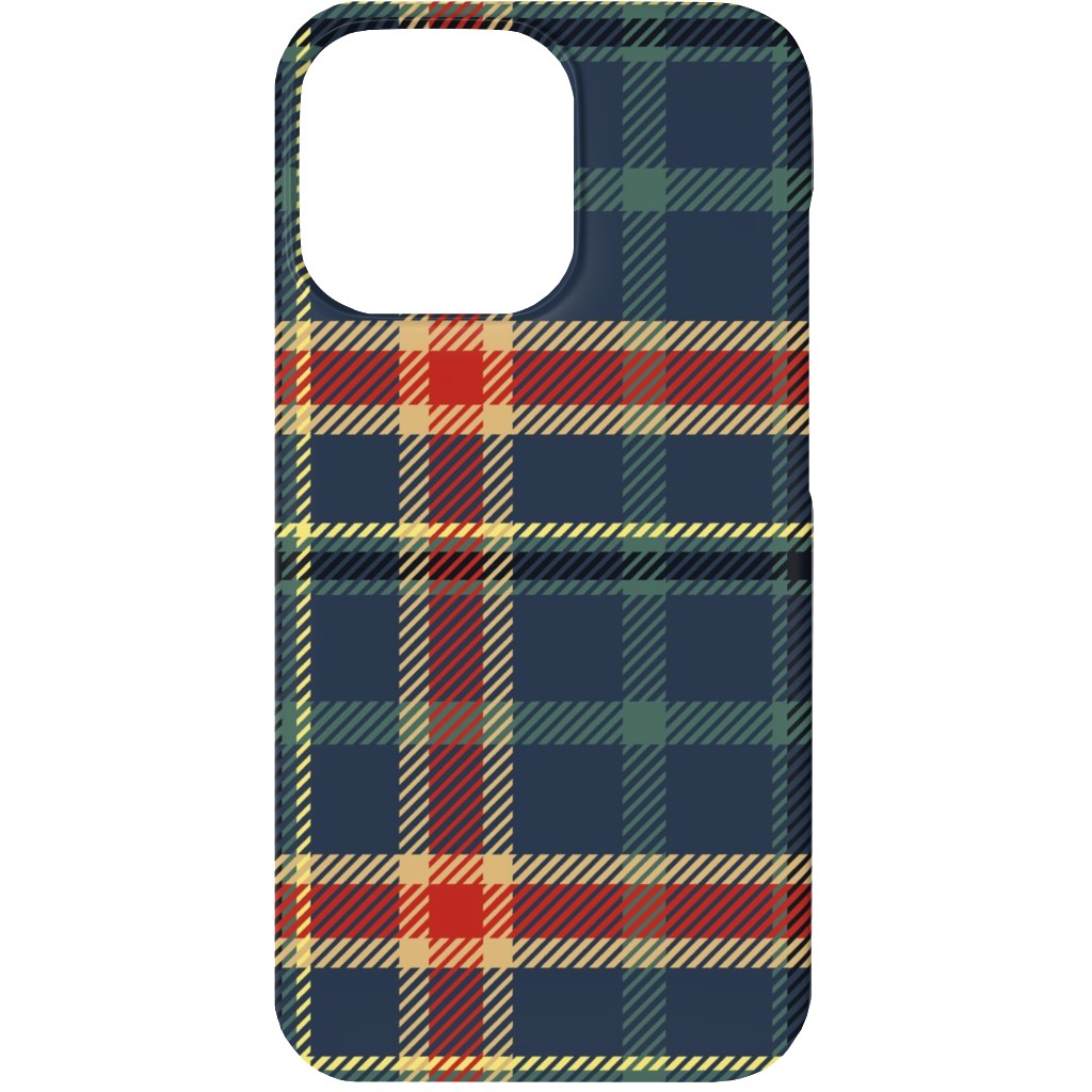 Navy Blue and Pine Plaid Phone Case, Silicone Liner Case, Matte, iPhone 13 Mini, Multicolor