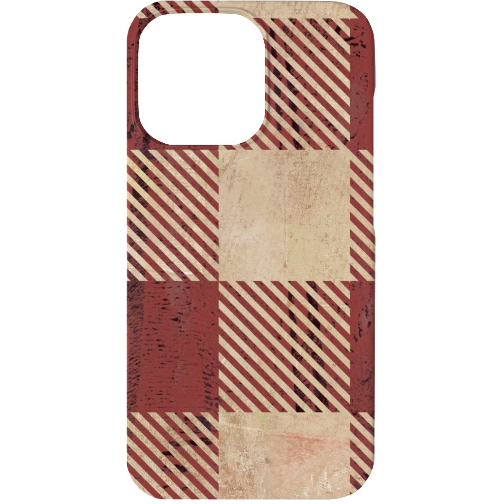 Rustic Buffalo Plaid - Red Phone Case, Silicone Liner Case, Matte, iPhone 13 Mini, Red