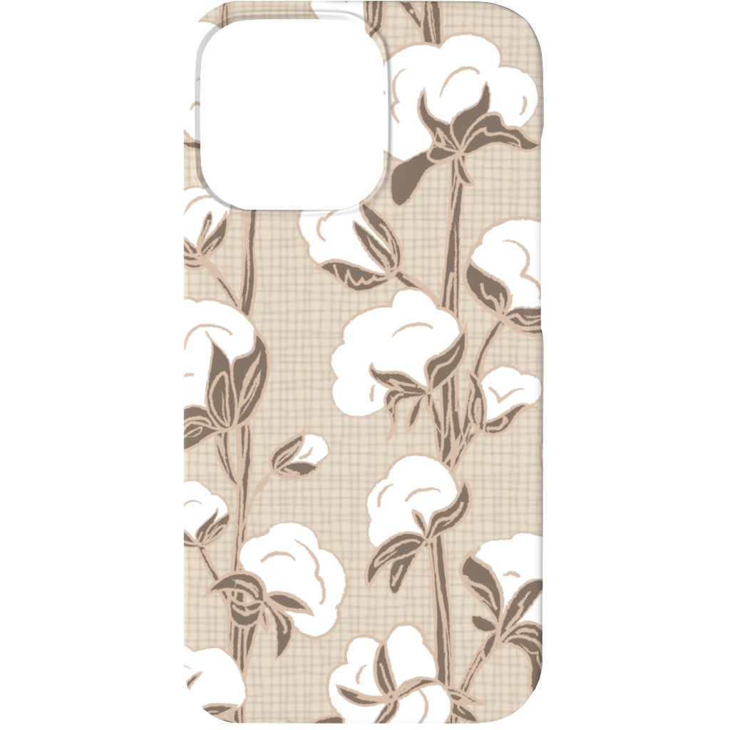 Cotton Stalk Stripe - Brown Phone Case, Silicone Liner Case, Matte, iPhone 13 Mini, Beige