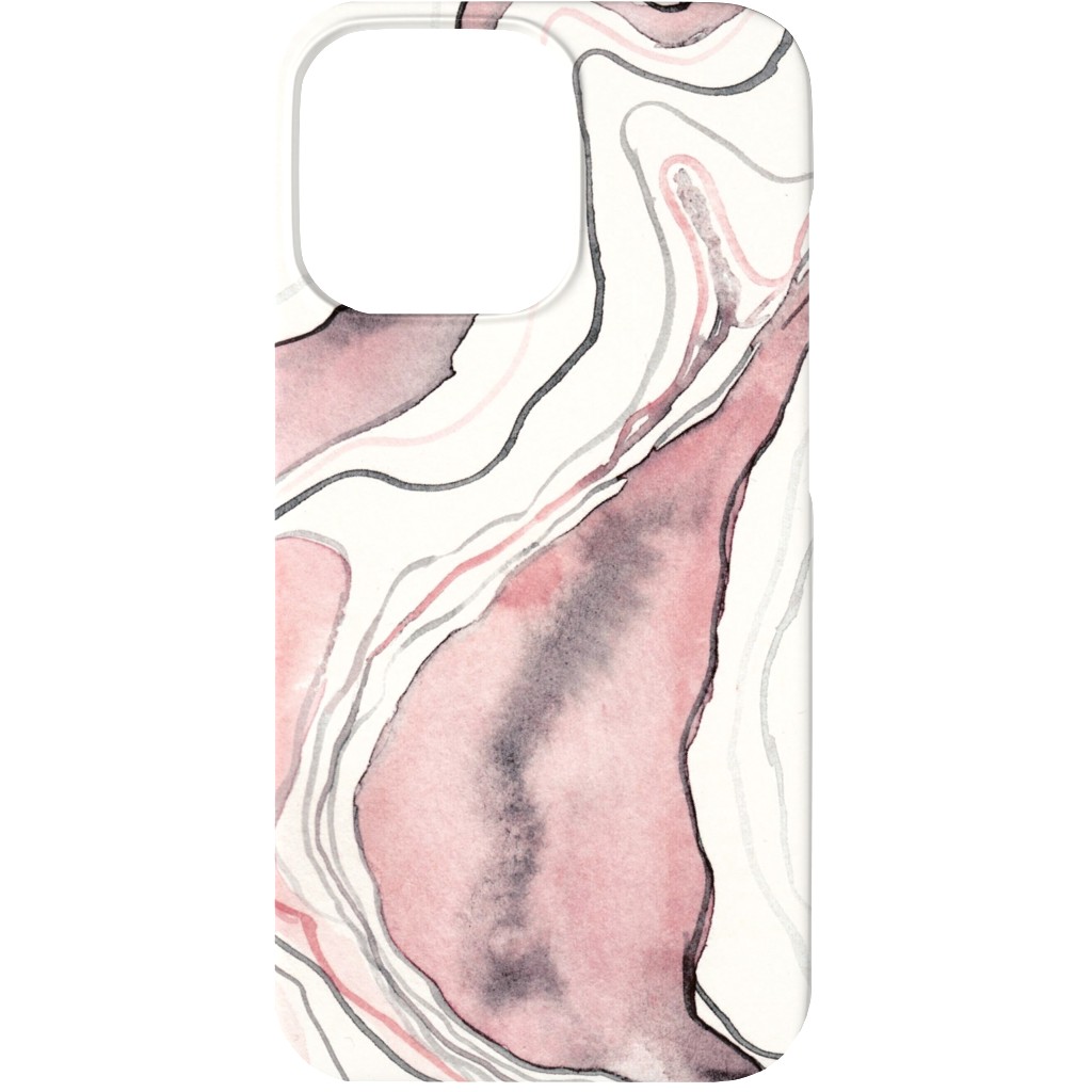 Marbled Watercolor Stone - Pink Phone Case, Silicone Liner Case, Matte, iPhone 13 Mini, Pink