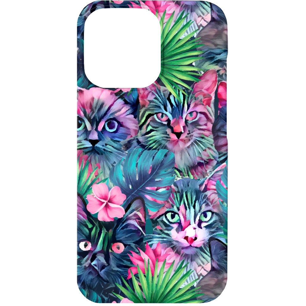 Summer Floral Cats - Multi Phone Case, Silicone Liner Case, Matte, iPhone 13 Mini, Multicolor