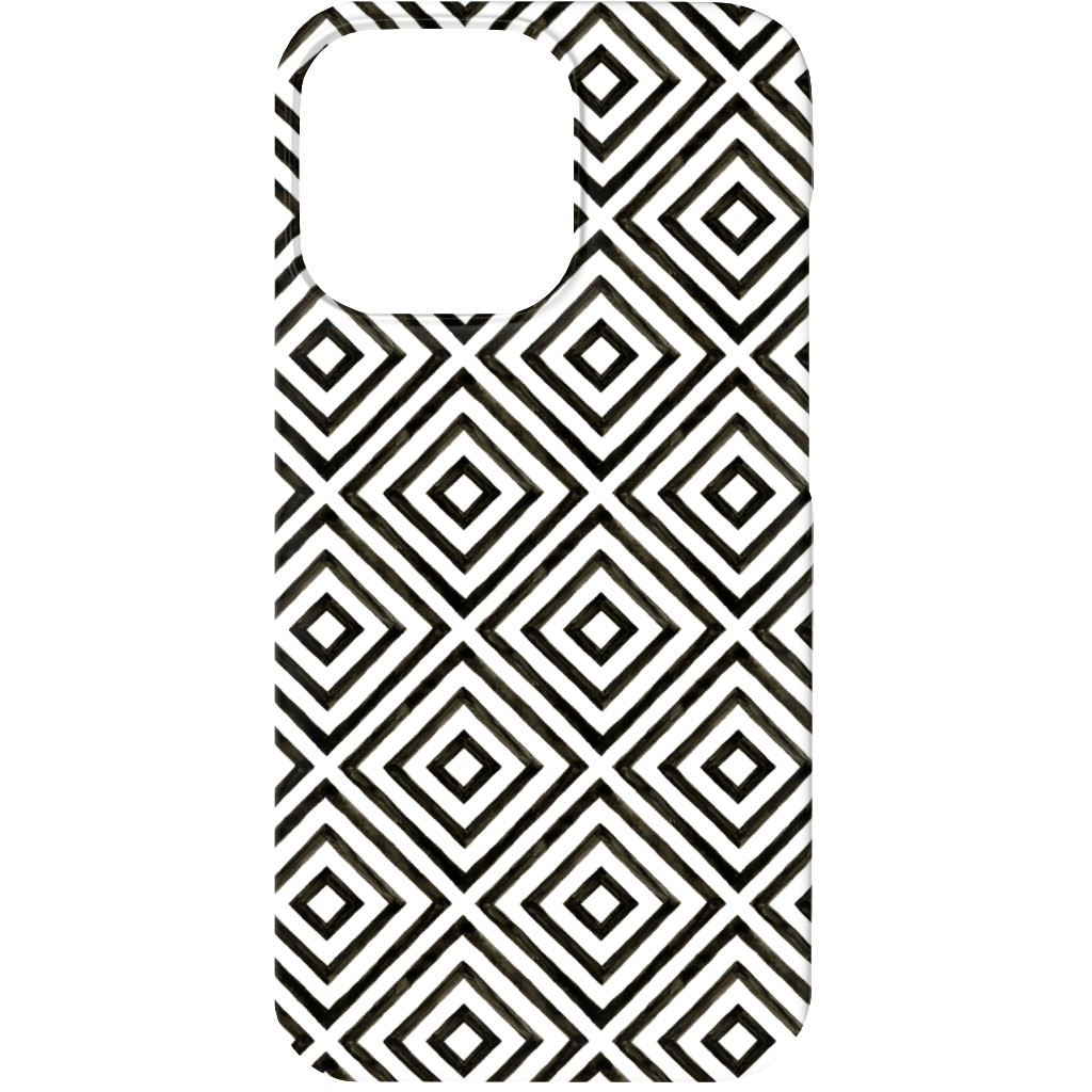 Diamond Pattern - Black and White Phone Case, Slim Case, Matte, iPhone 13 Mini, Black