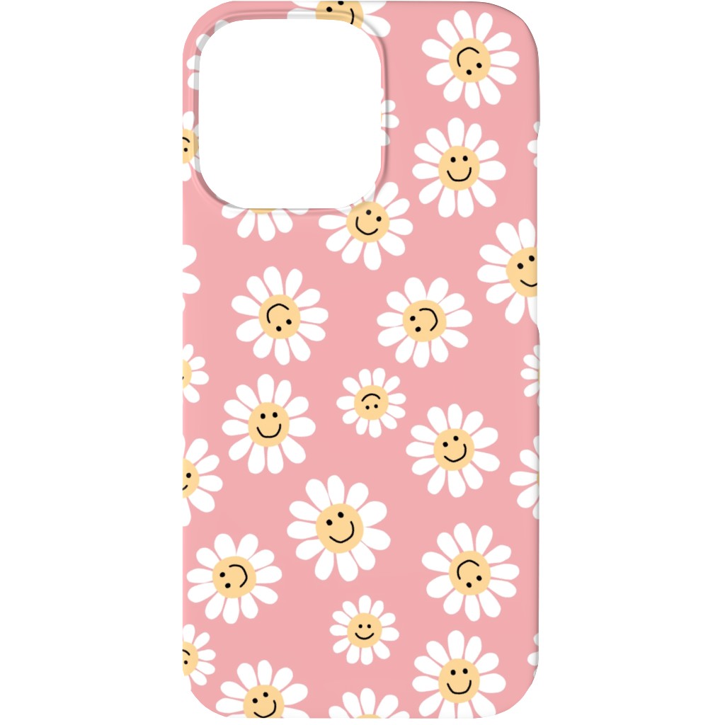 Smiley Daisy Flowers - Pink Phone Case, Slim Case, Matte, iPhone 13 Mini, Pink