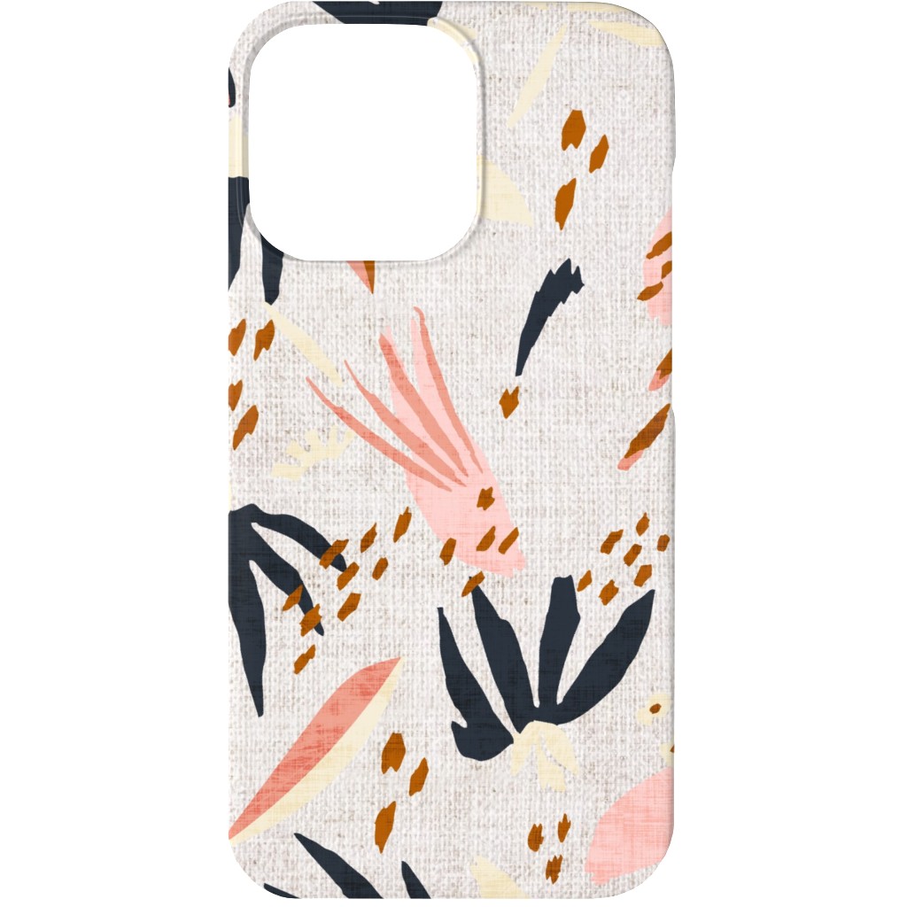 French Linen Floral - Pink Phone Case, Slim Case, Matte, iPhone 13 Mini, Pink