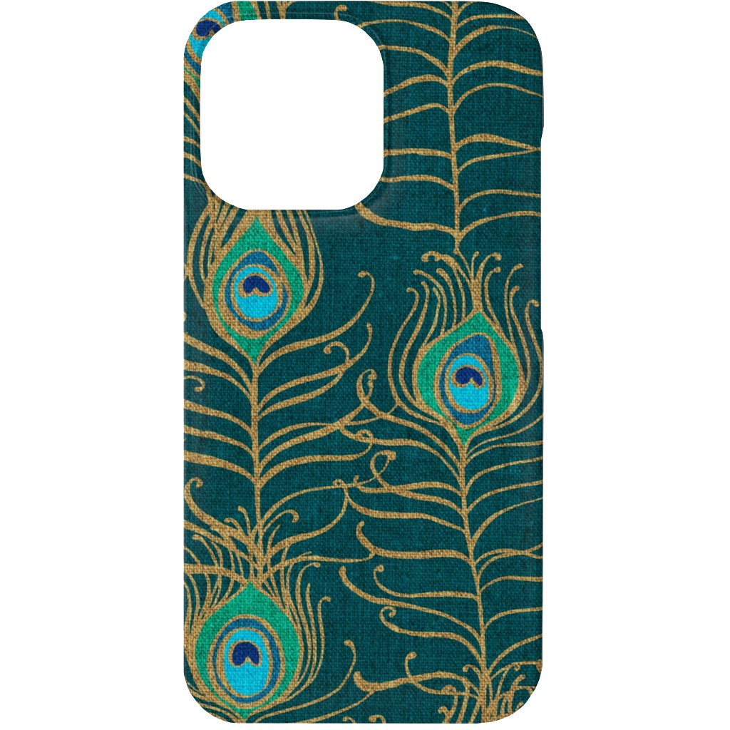 Peacock Feather Nouveau - Emerald Phone Case, Slim Case, Matte, iPhone 13 Mini, Green