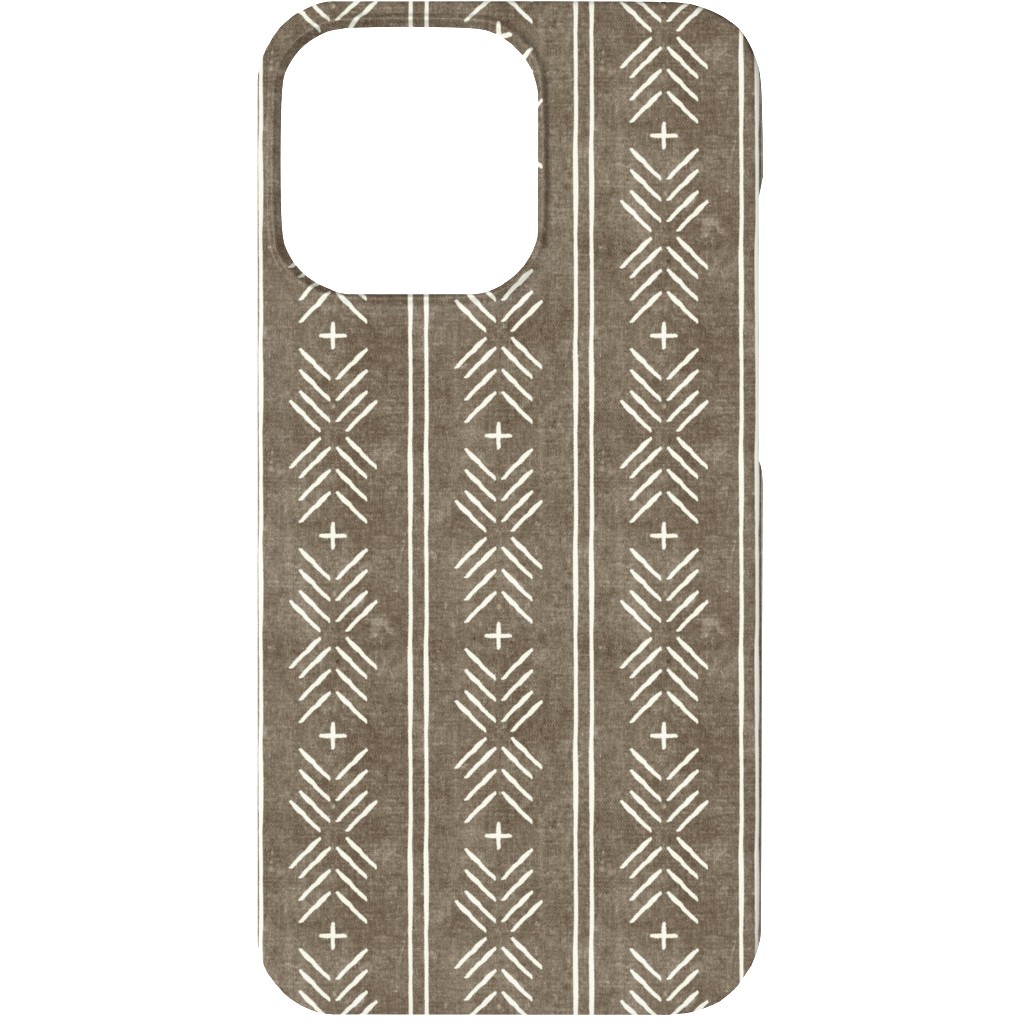 Mudcloth Arrow Stripes - Golden Beige Phone Case, Slim Case, Matte, iPhone 13 Mini, Brown
